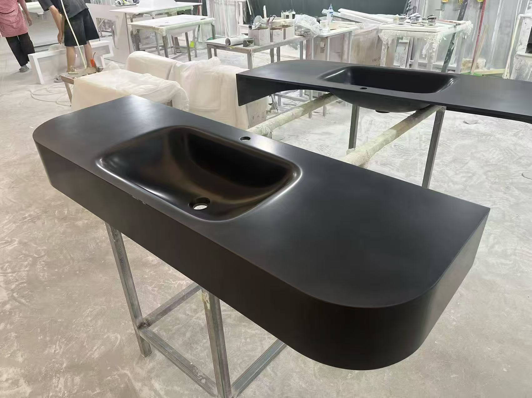 Factory project supply area for solid surface basins