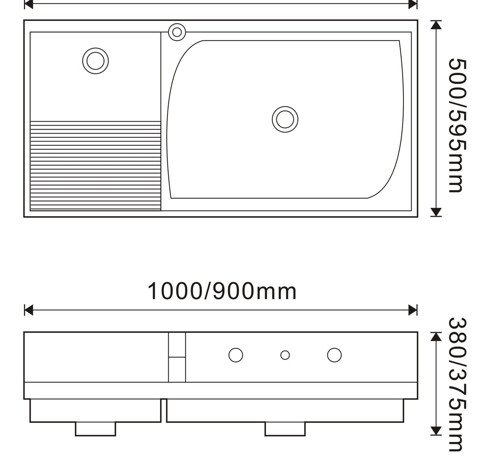 1101 White Asymmetric Solid Surface Custom Basin technical drawing and dimensions
