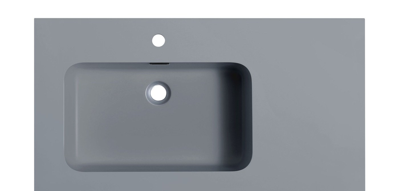 1901 Grey Rectangular Solid Surface Undermount Basin