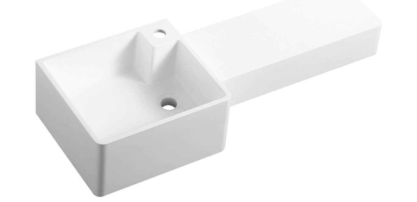 2002 White Rectangular Solid Surface Vanity Basin