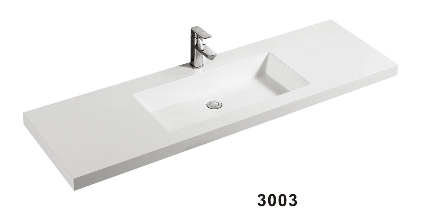 3003 White Rectangular Solid Surface Integrated Vanity Basin
