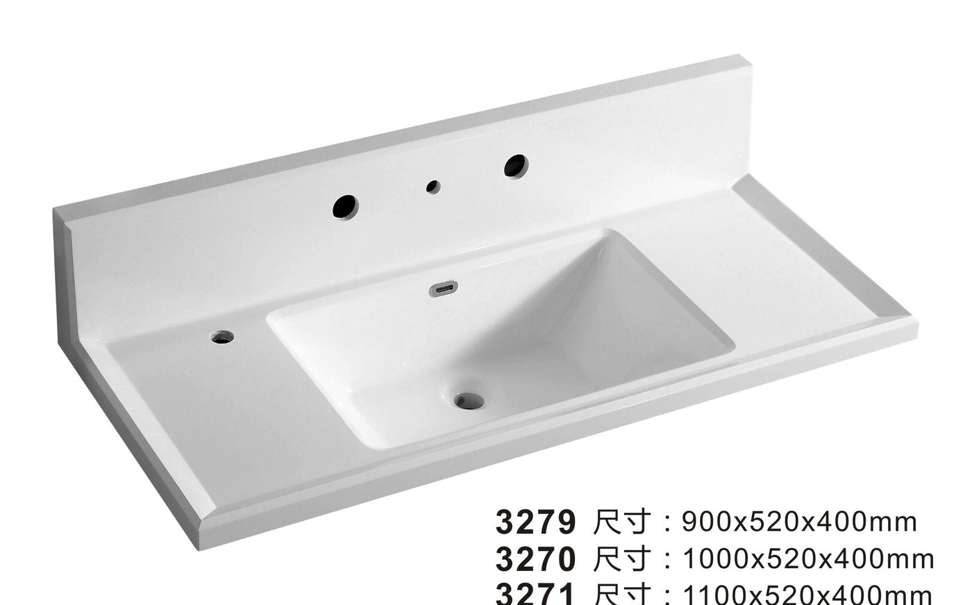 3279 White Rectangular Solid Surface Custom Basin