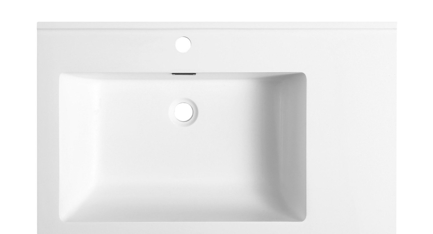 8850 White Long Rectangular Solid Surface Integrated Vanity Basin