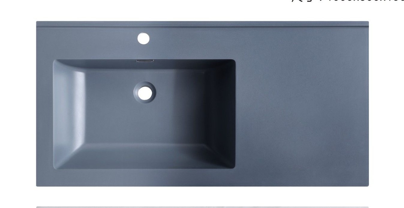 8850 Grey Rectangular Solid Surface Integrated Vanity Basin