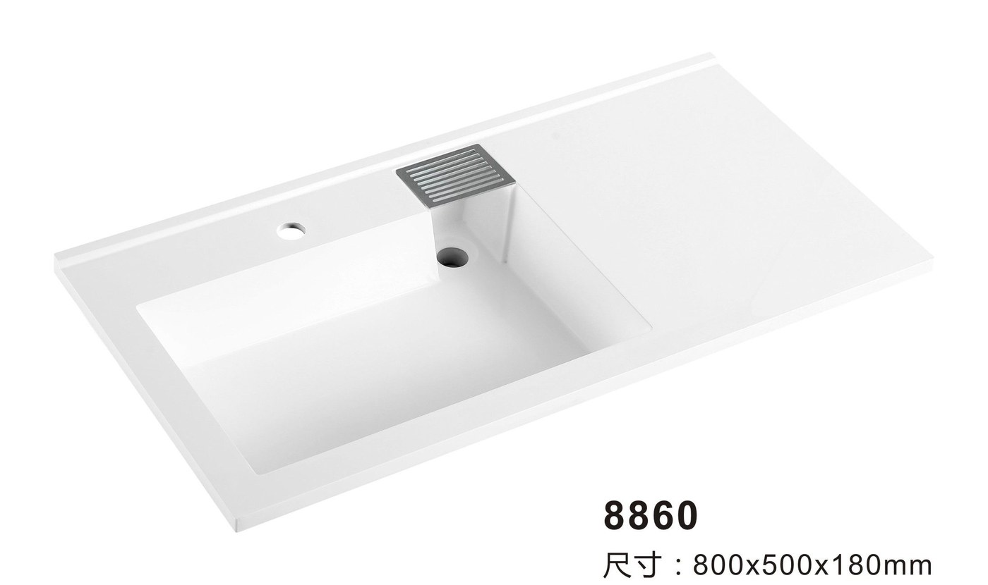 B860 White Rectangular Solid Surface Custom Basin