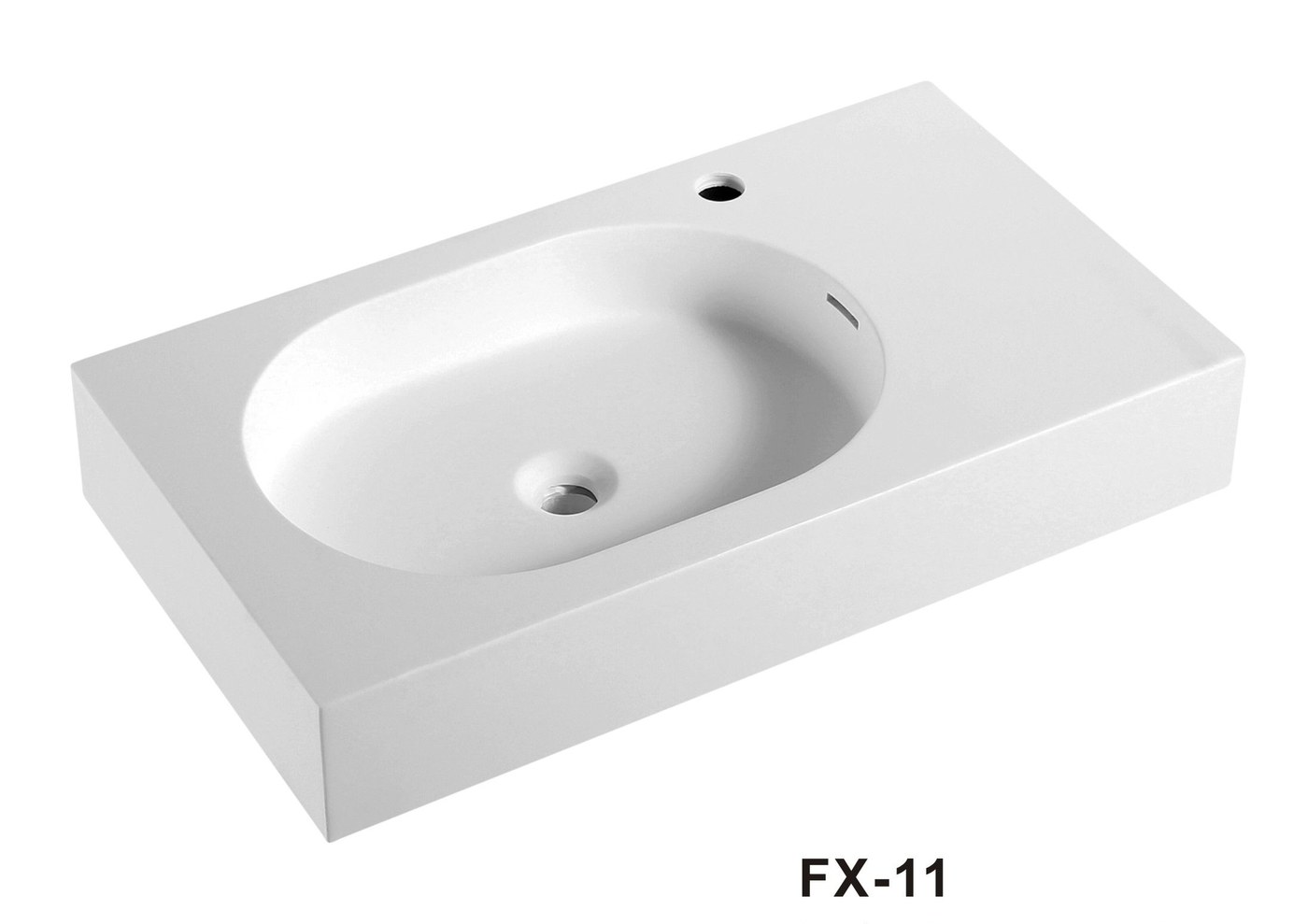 FX-11 White Rectangular Solid Surface Countertop Basin