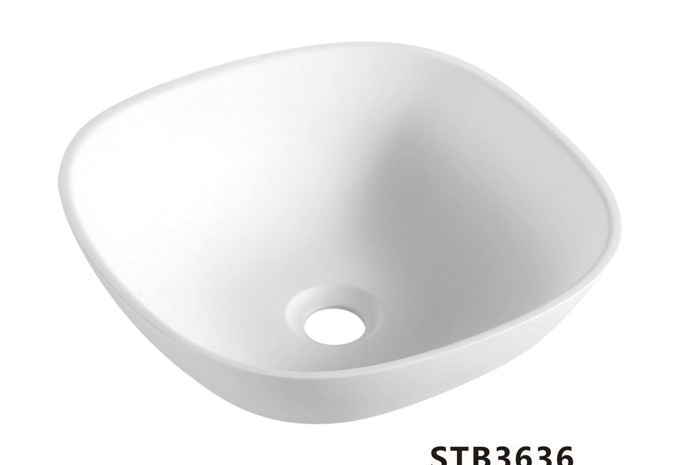 STB3636 White Rectangular Solid Surface Countertop Basin