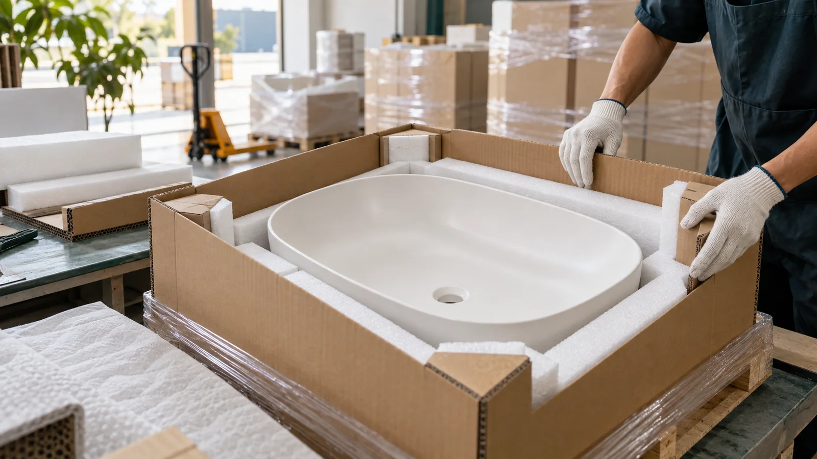 How Export Packaging Protects Solid Surface Wash Basins During Shipping